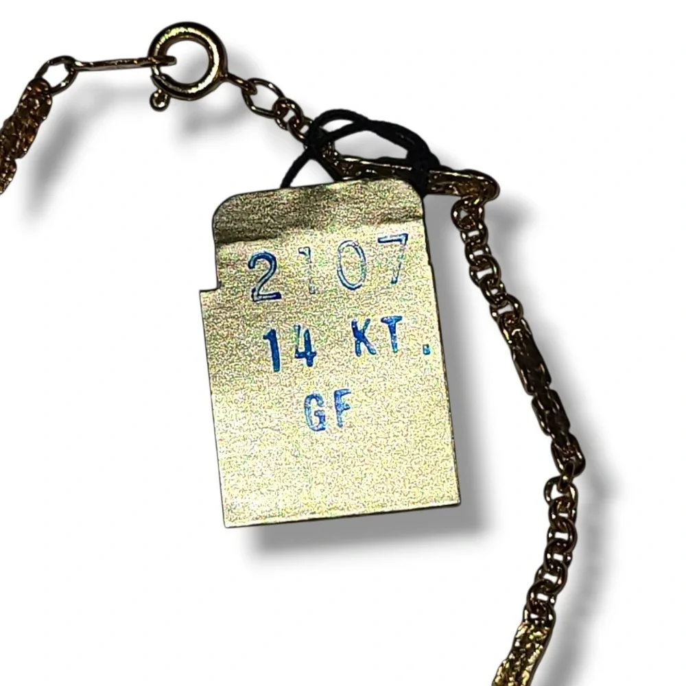 Vintage NOS 1/20 14k Gold Filled Hammered Bar Chain Bracelet 7